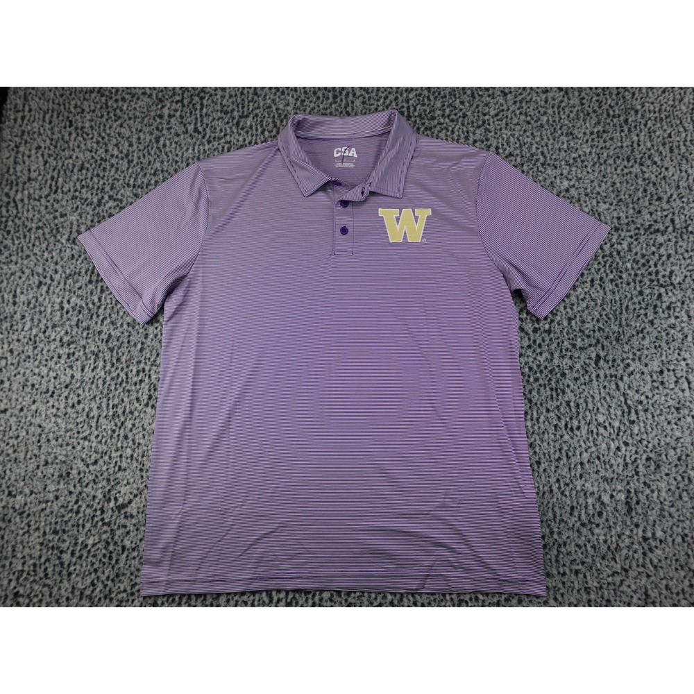 CSA Polo Shirt Mens Large Purple University of Washington Huskies Striped